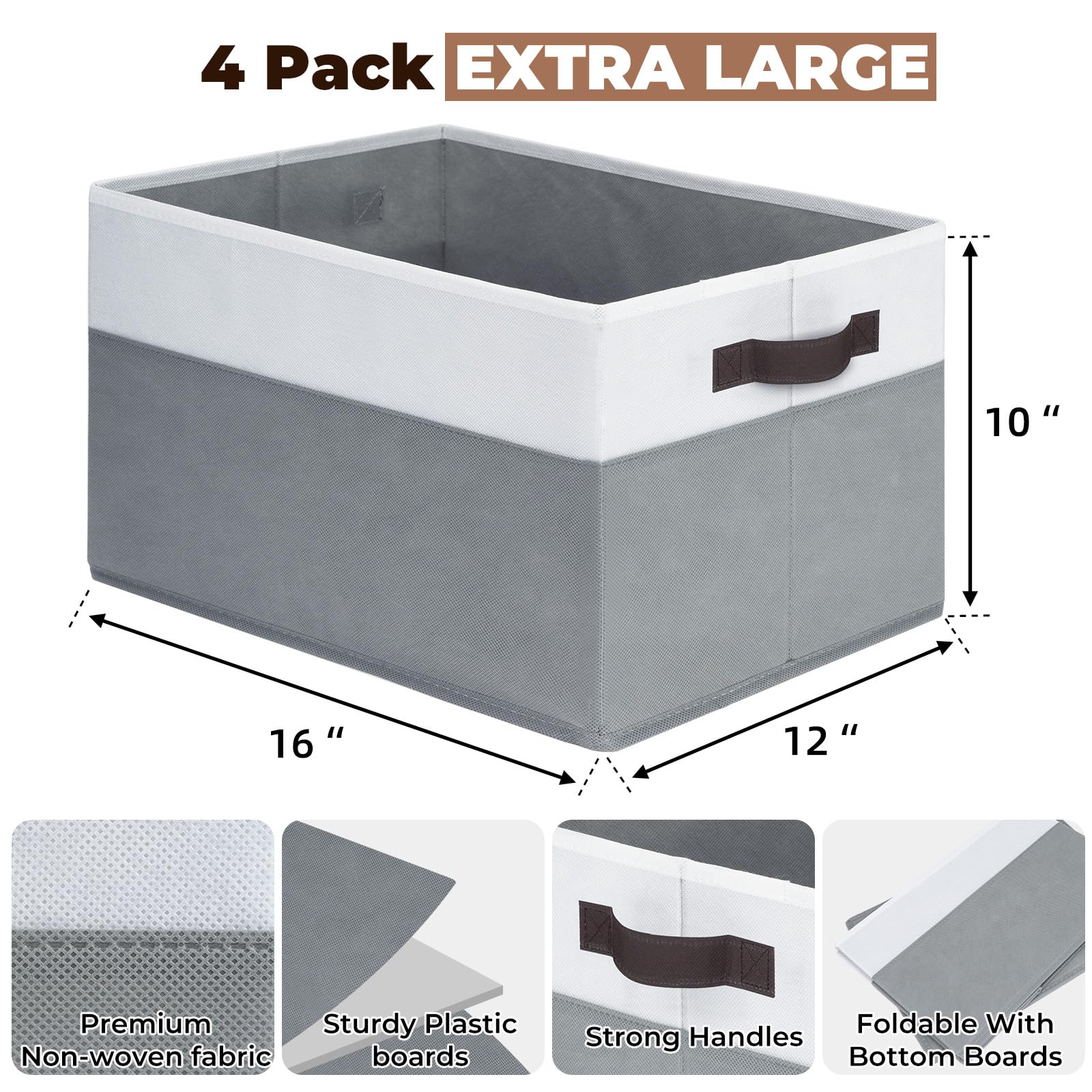 Criusia four-pack collapsible fabric bins for toys and linens