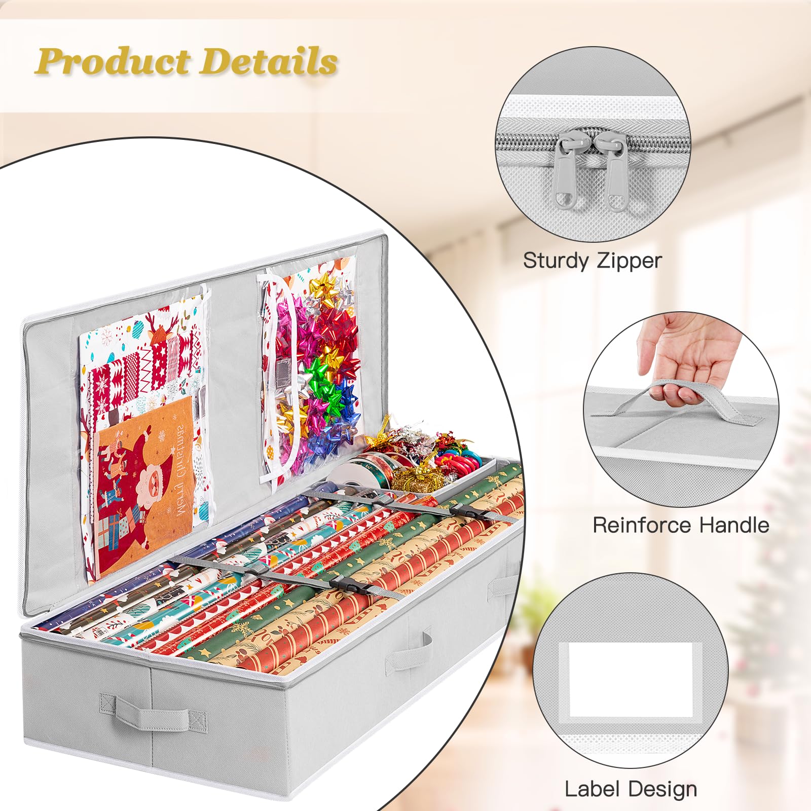 Criusia gift wrap dual zippers enable quick access from either end.