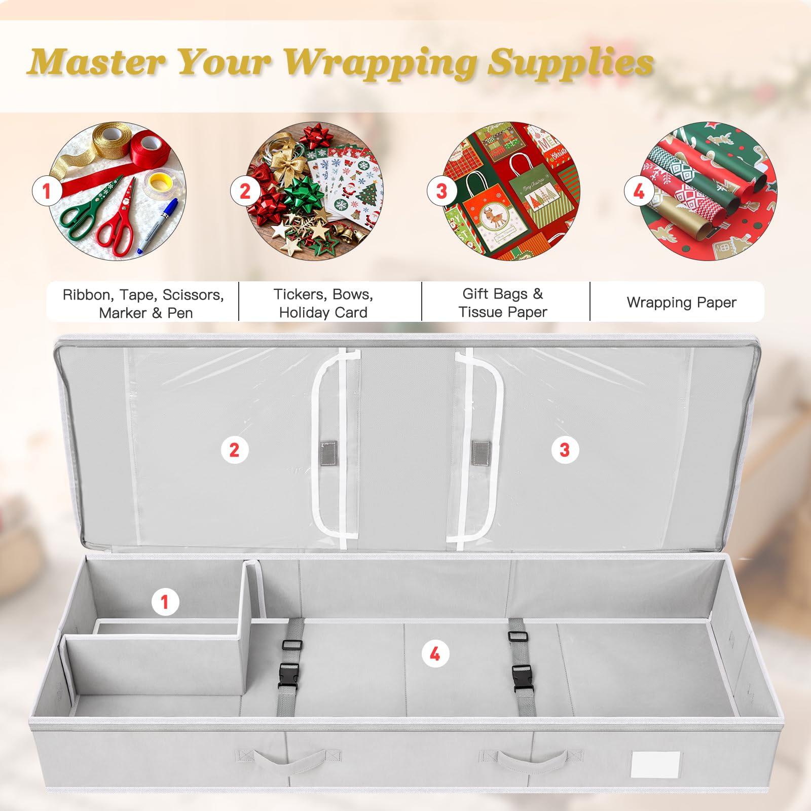 Criusia gift wrap transparent label pocket helps you find supplies instantly.