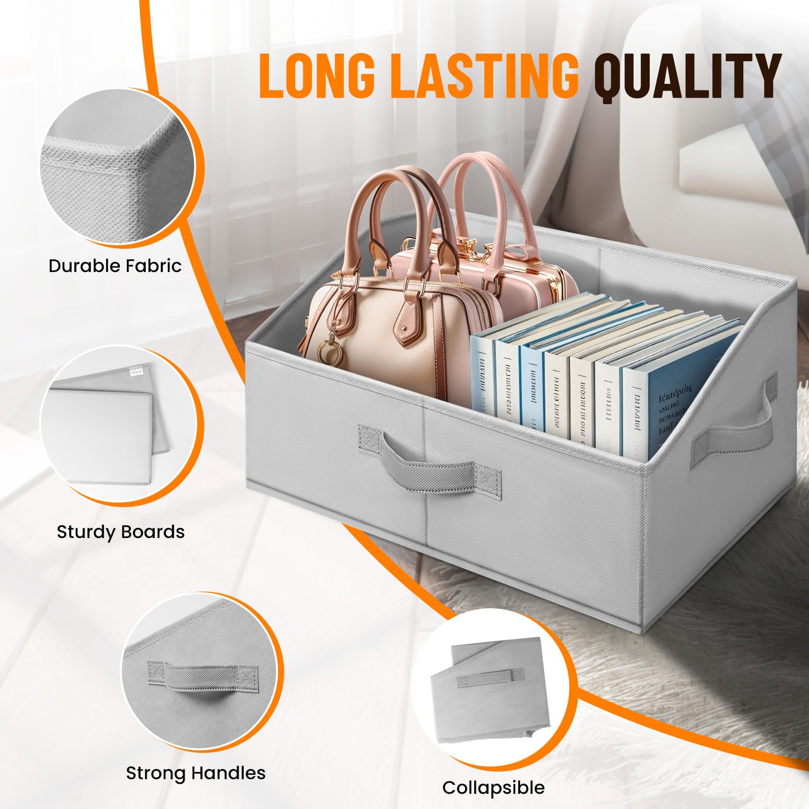 Criusia gray decorative storage bin complements any room