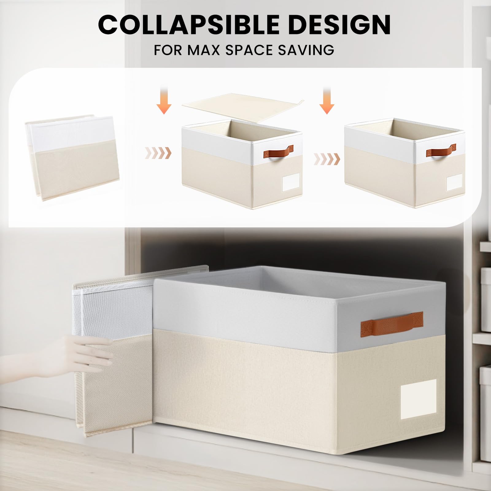 Criusia collapsible baskets save space when not in use.