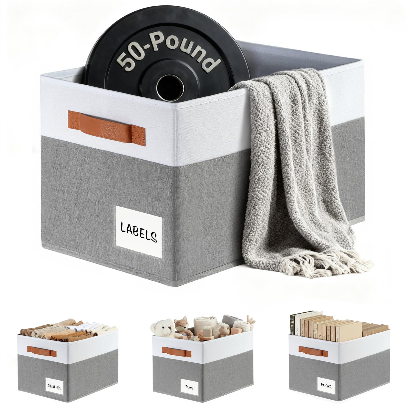 Criusia large closet baskets foldable four-pack on a shelf for versatile organization