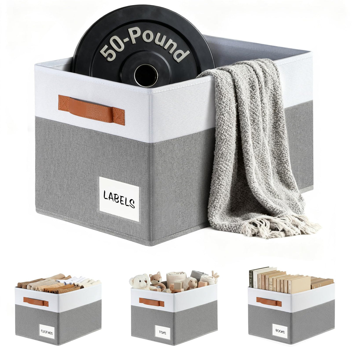 Criusia large closet baskets foldable four-pack on a shelf for versatile organization
