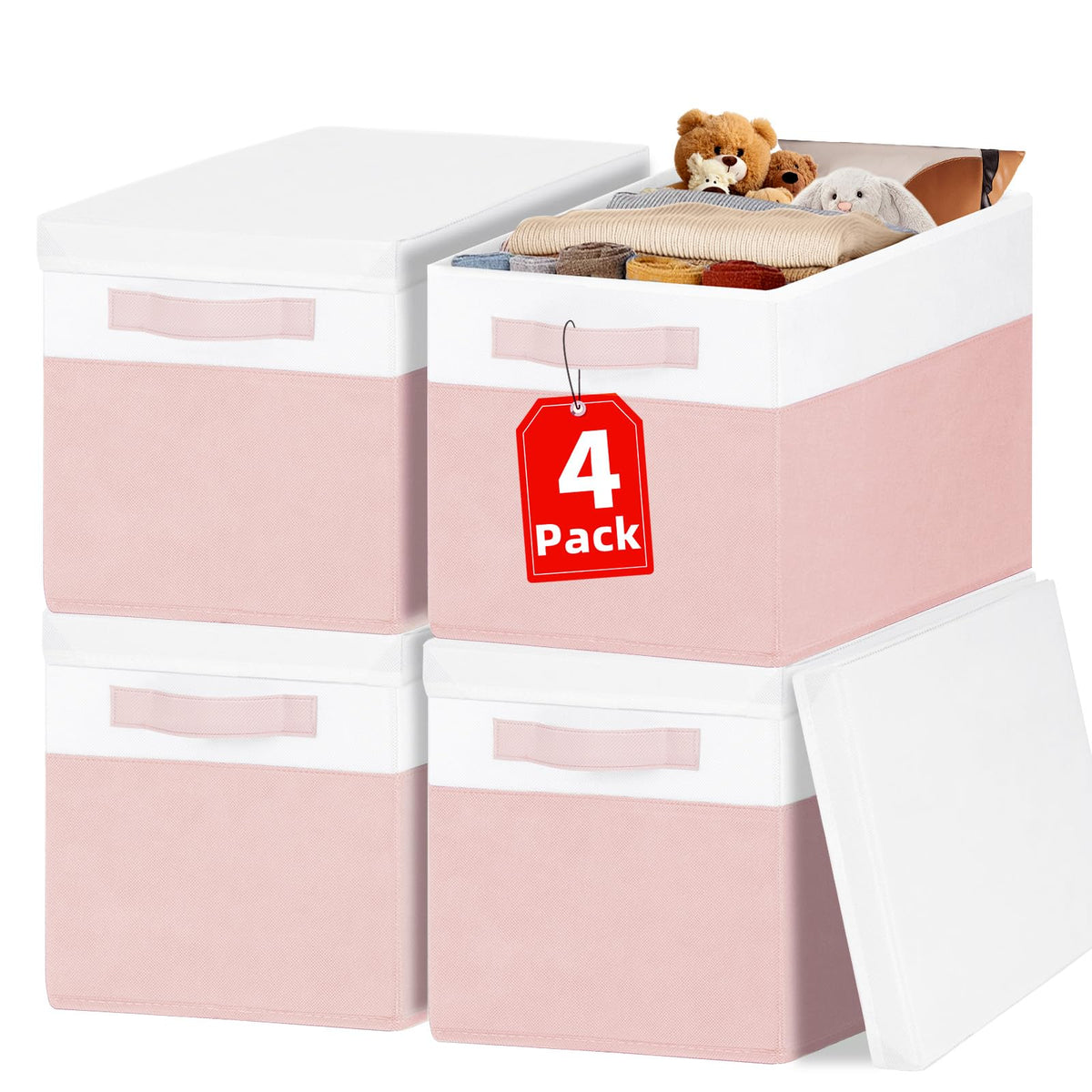 Criusia large closet organizer bin with lid for neat shelves and dust protection.