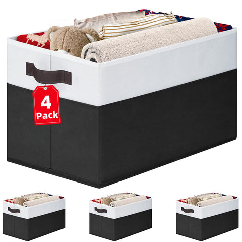 Criusia large storage bin with open lid for easy access on shelves.