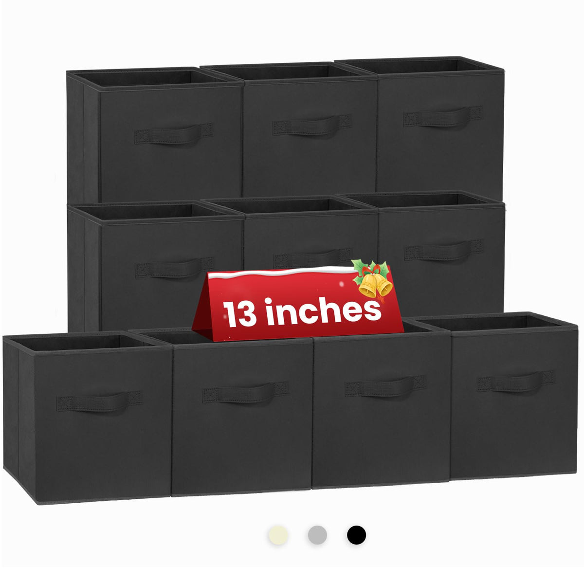 Criusia large 13-inch storage cube on a shelf for organized clothes and toys.