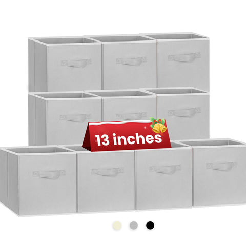 Criusia large storage cube 13x13 in grey for versatile closet organization.