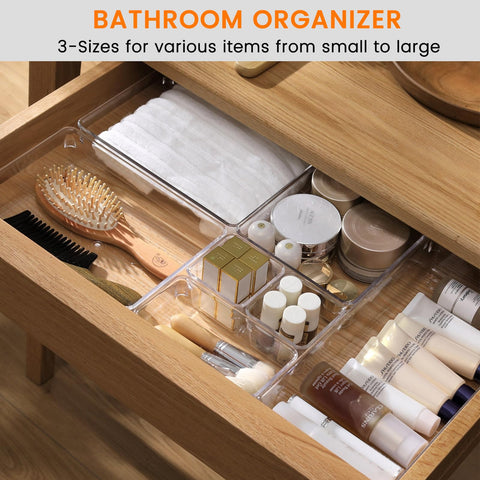 Criusia M-size drawer organizer in use, ideal for makeup tools and jewelry.