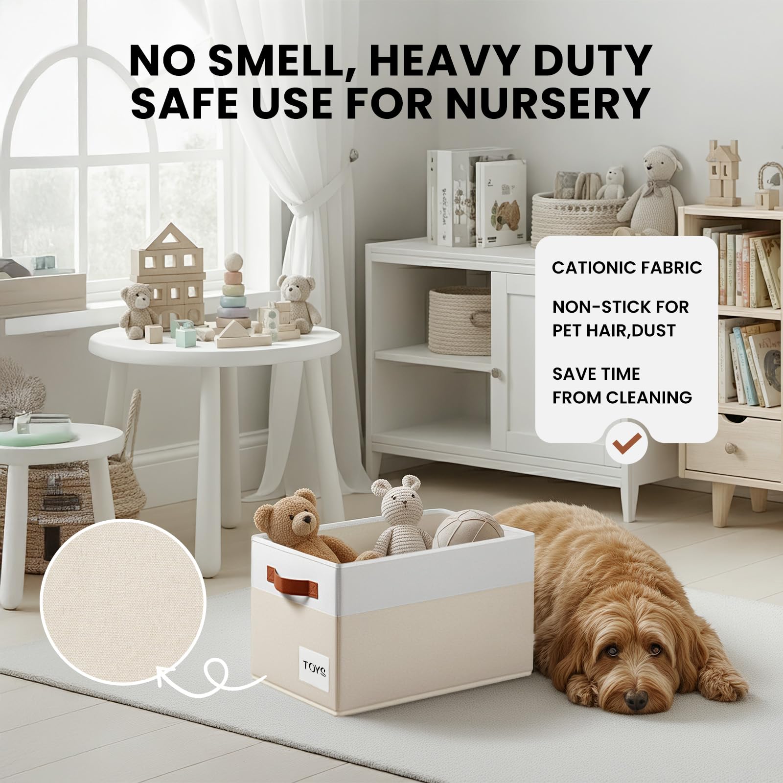 Criusia neutral decorative storage bins blend with home decor.