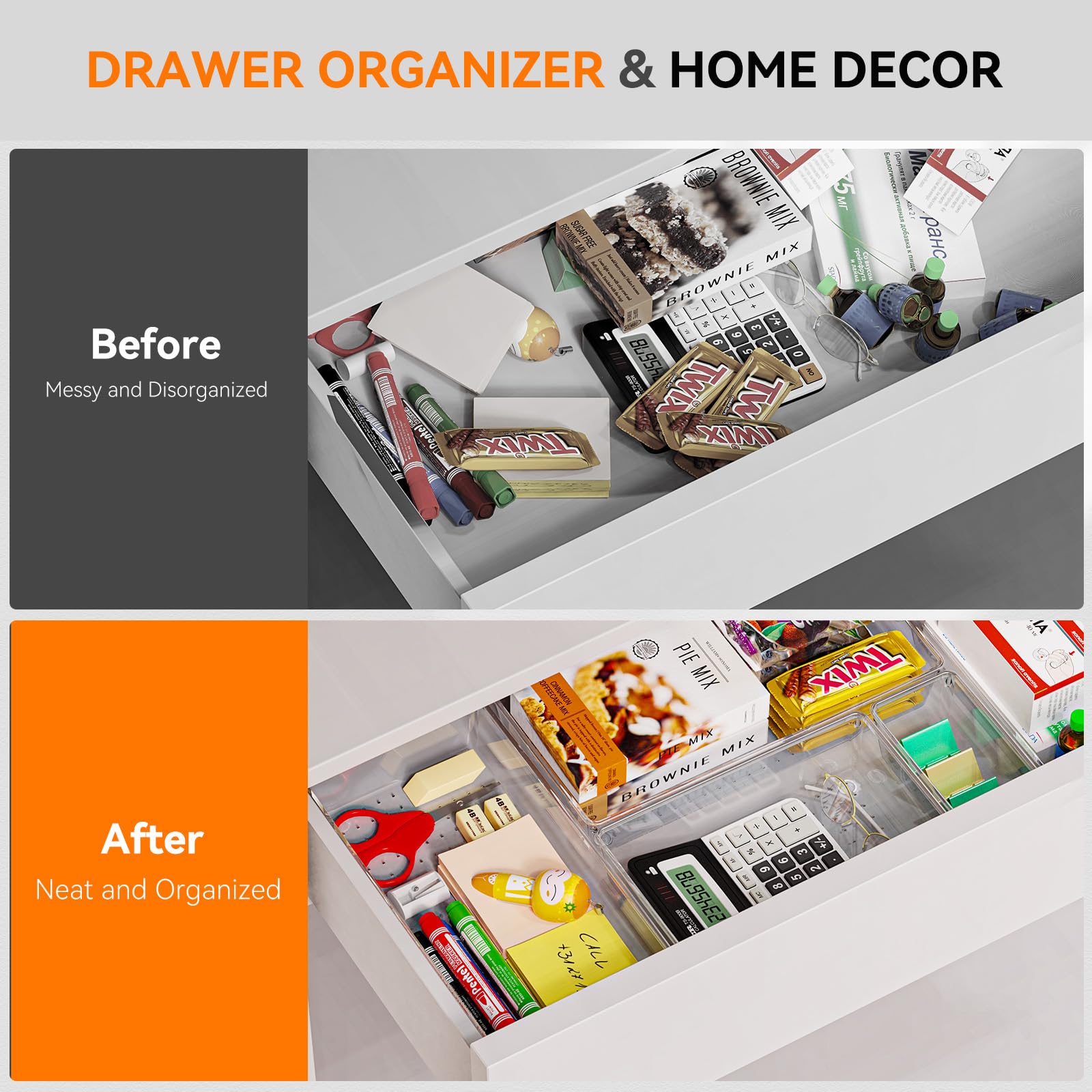 Criusia silicone pads prevent sliding for stable drawer organization.