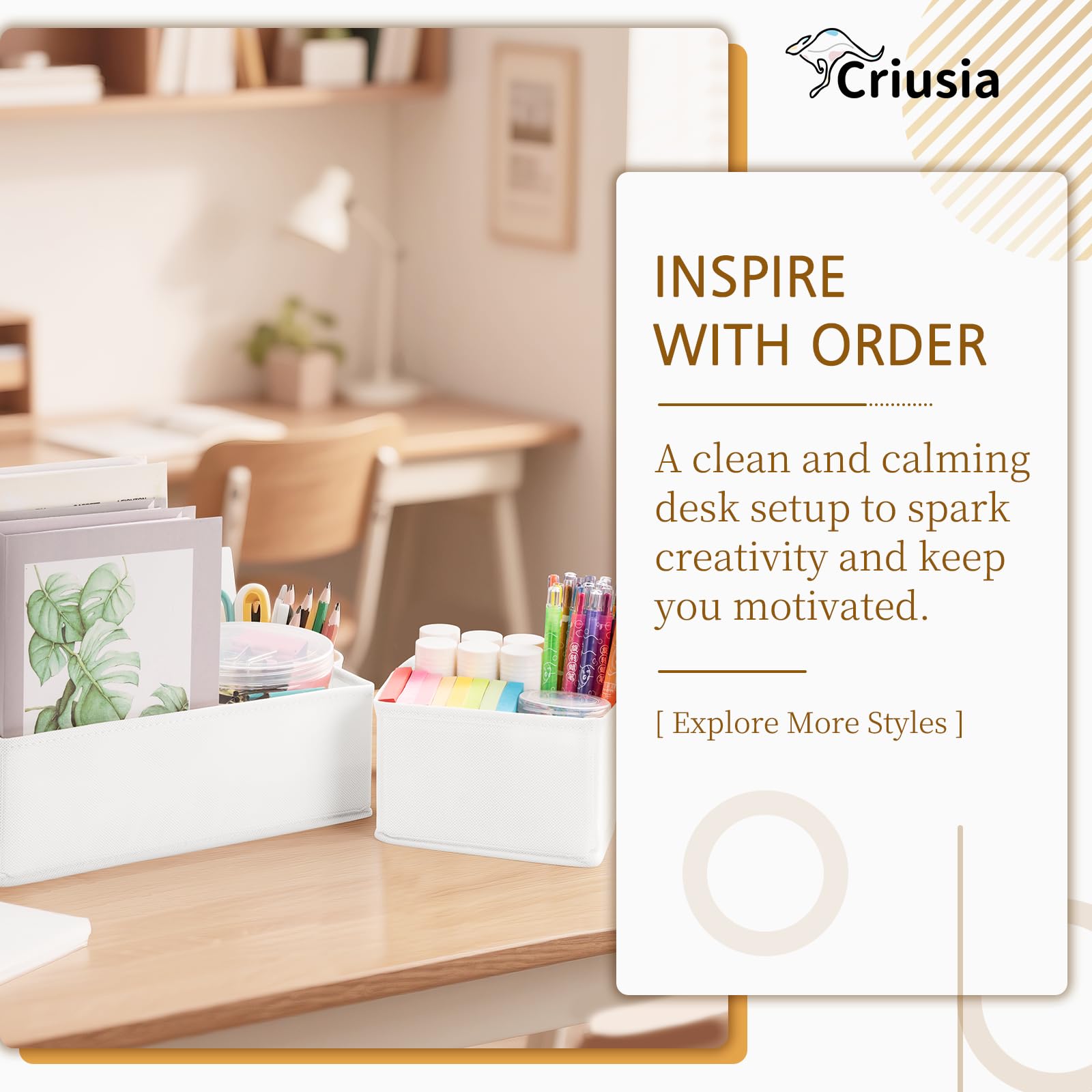 Criusia non-woven fabric bin with PP reinforcement for everyday use.