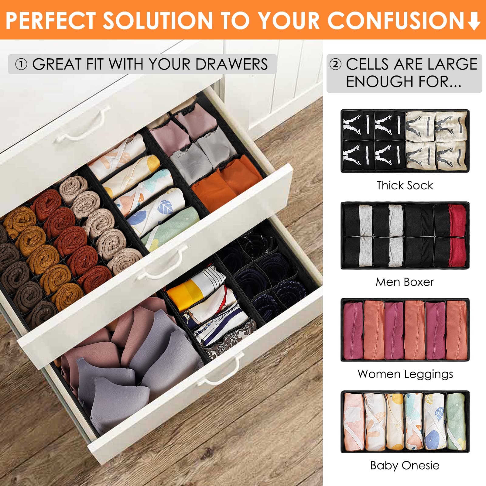 Criusia nonwoven fabric drawer bin with reinforced edges for durable closet organization