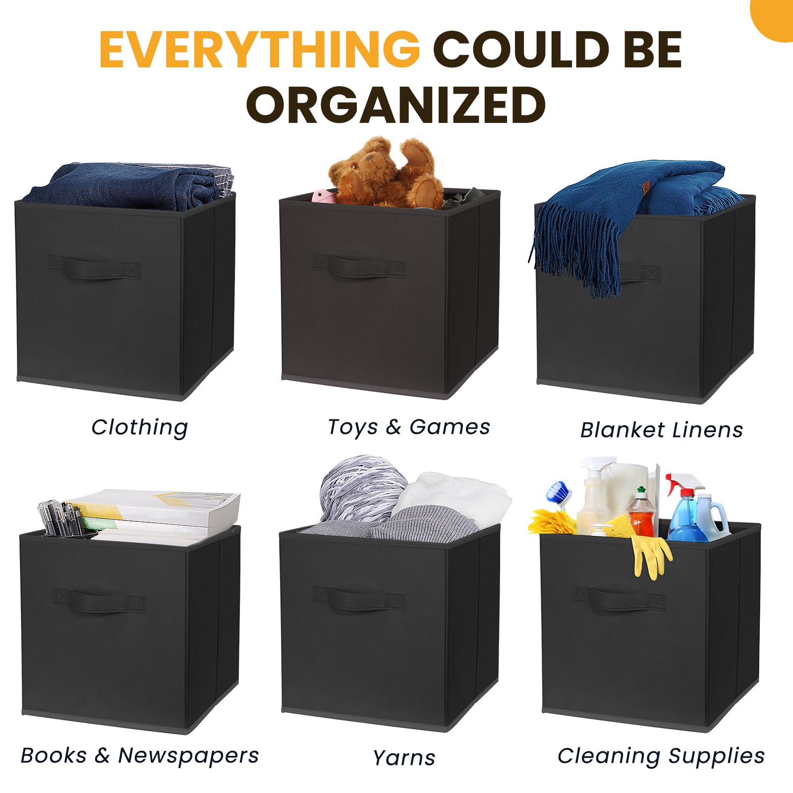 Criusia non-woven fabric storage bin with thick boards for long lasting storage.
