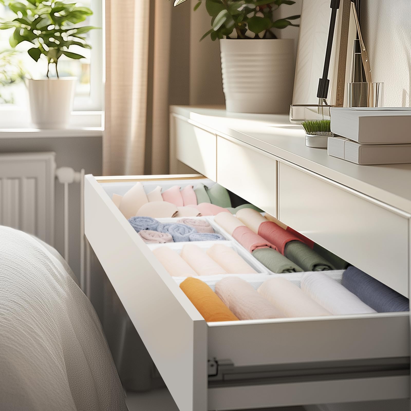 Criusia organizer fits in nursery and bedroom drawers for quick access.