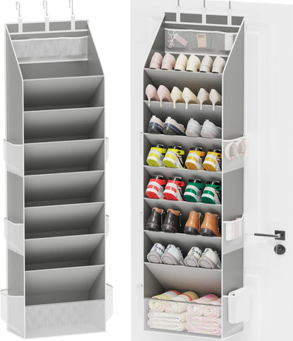 Criusia over-the-door organizer with eight tiers storing 16–24 pairs of shoes.