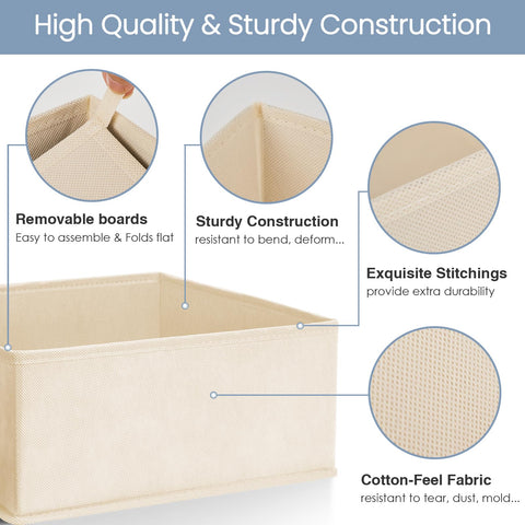 Criusia rectangle storage bin with cardboard backing fits shirts and accessories.