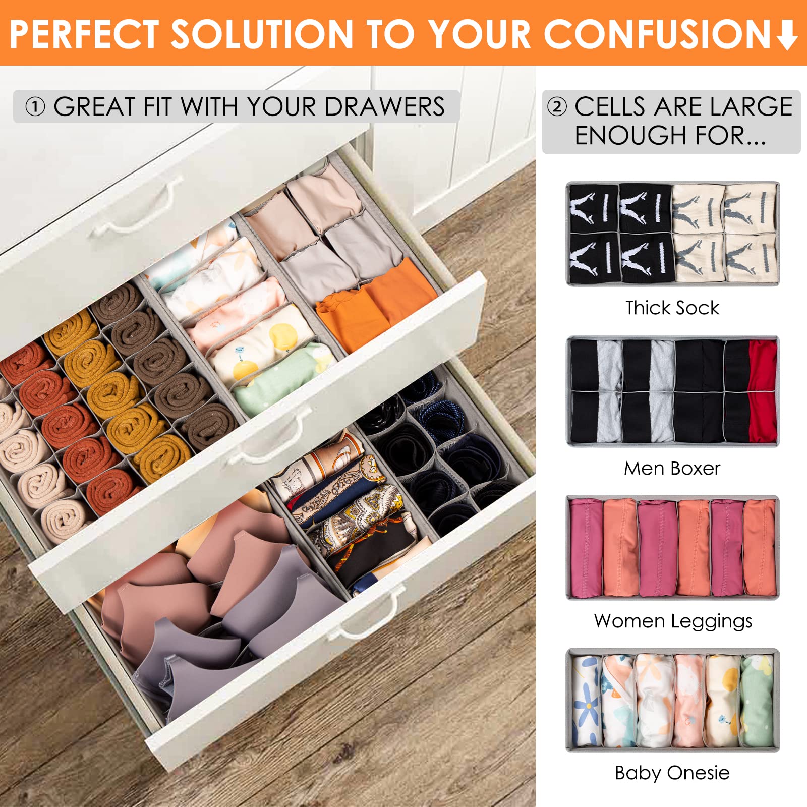 Criusia drawer organizers with reinforced 3mm plastic boards for durability.