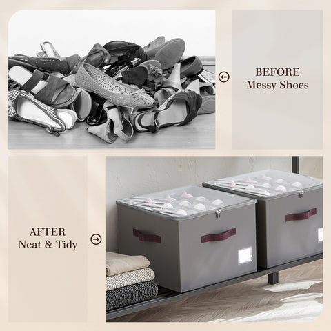Criusia shoe organizer sturdy handles and zipper for durable closet use.