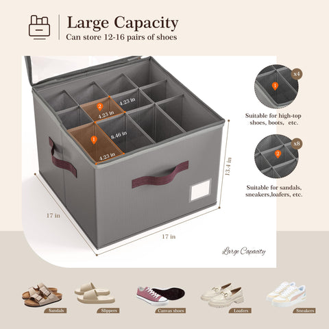 Criusia shoe organizer transparent lid for quick, dust-free shoe identification.
