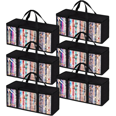 Criusia six-pack DVD storage bags show organized space for a large movie library