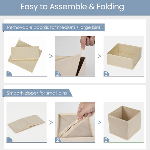 Criusia small square bins ideal for socks, underwear, and accessories.