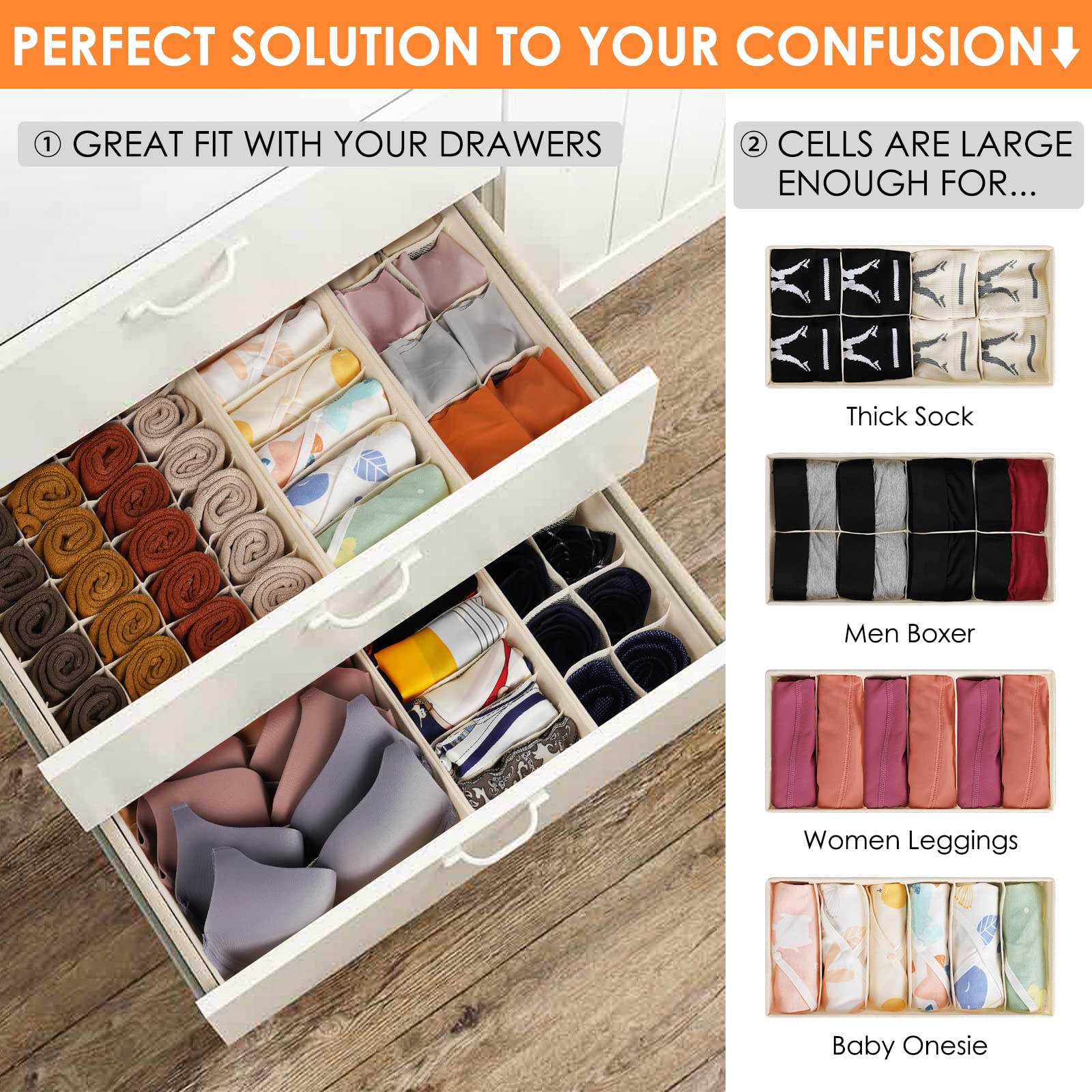Criusia sock-underwear organizer bin makes small items easy to find.