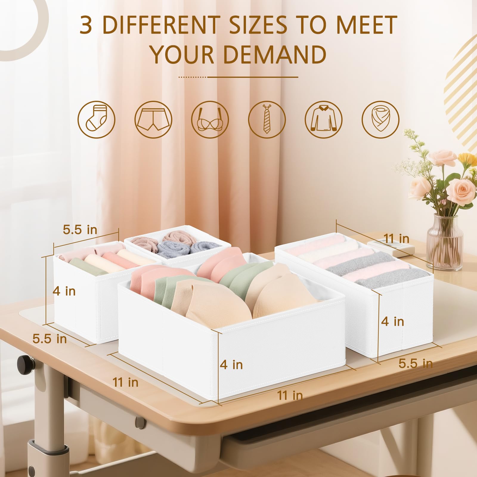Criusia organizers sort bras, underwear, and socks neatly in a drawer.