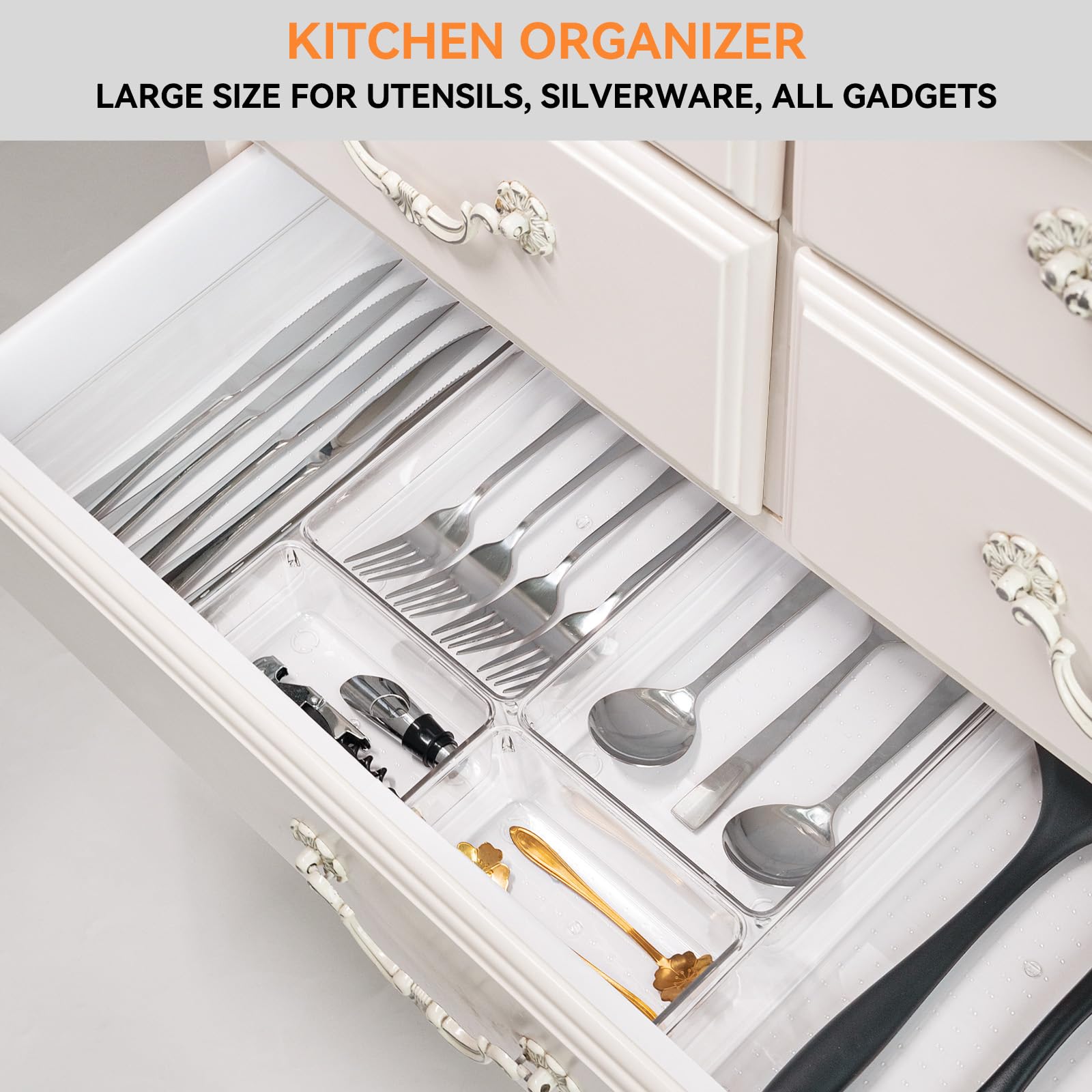 Criusia stackable design helps maximize drawer space when nested.