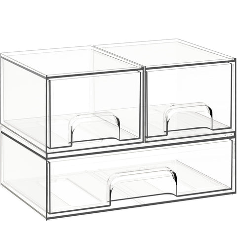 Criusia stackable drawers assembly view showing secure interlocking design for safe stacking