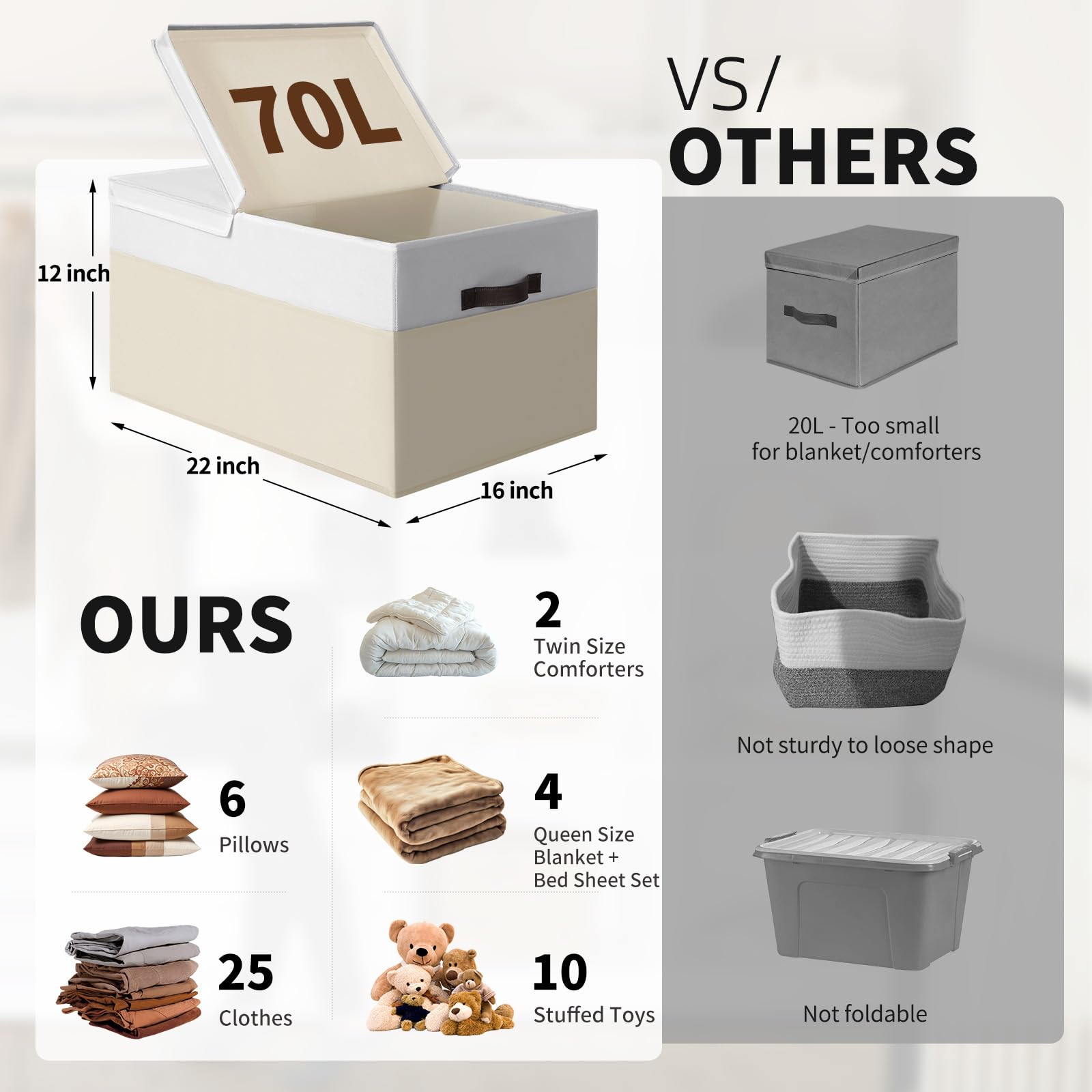 Criusia stackable storage bin with lids saves shelf space and organizes items.