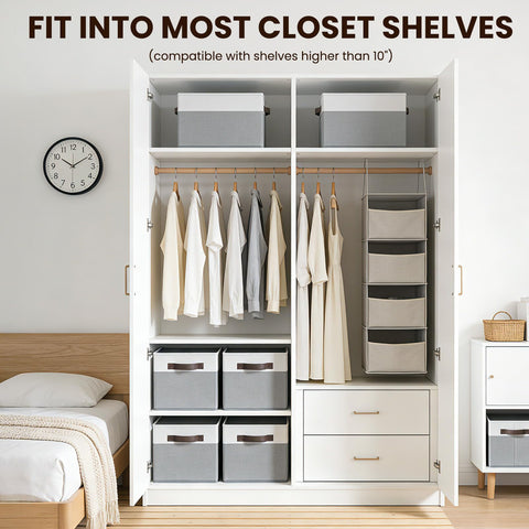 Criusia storage bin 8-pack folded-flat, collapsible for easy closet storage when not in use.