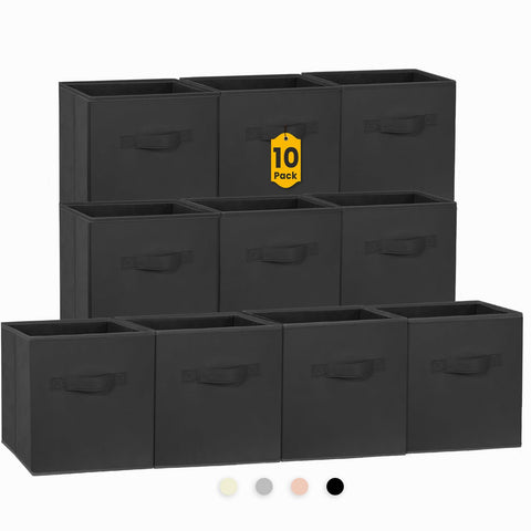 Criusia storage cubes 11-inch black on a shelf for sturdy organization.
