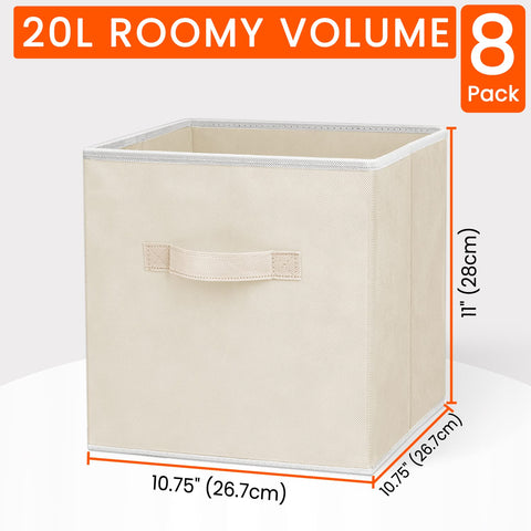 Criusia Storage Cubes beige front view with open top for quick access.