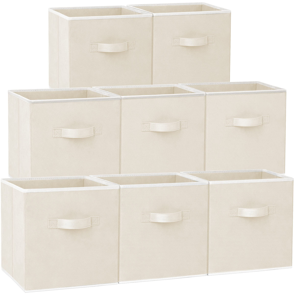 Criusia Storage Cubes beige side view on a shelf for organized spaces.