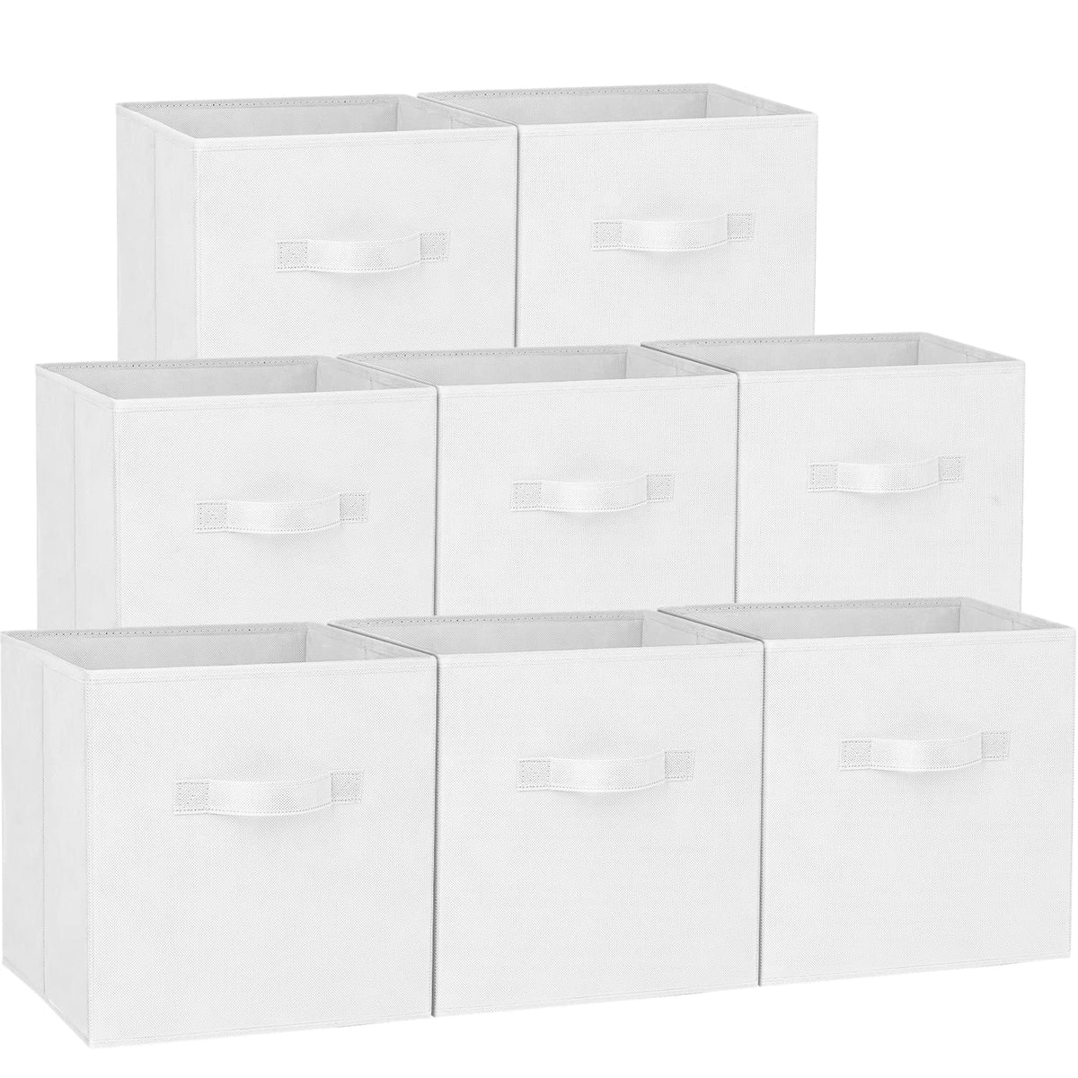 Criusia storage cube bin front view showing sturdy construction for organized shelves.