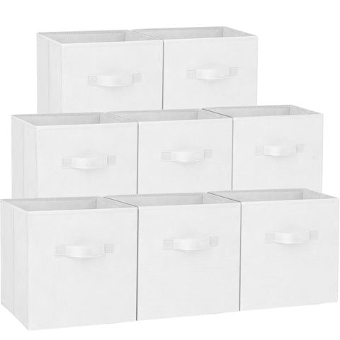 Criusia storage cube bin front view showing sturdy construction for organized shelves.