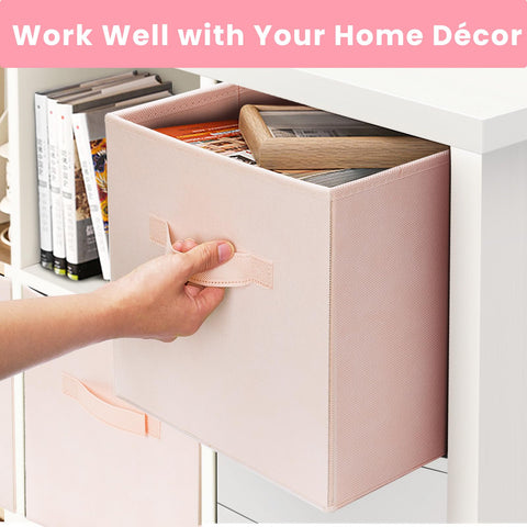 Criusia storage cubes folded flat for compact storage when not in use.
