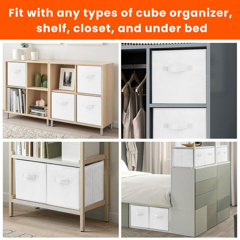 Criusia 8-pack collapsible bins demonstrate space-saving organization on a shelf.