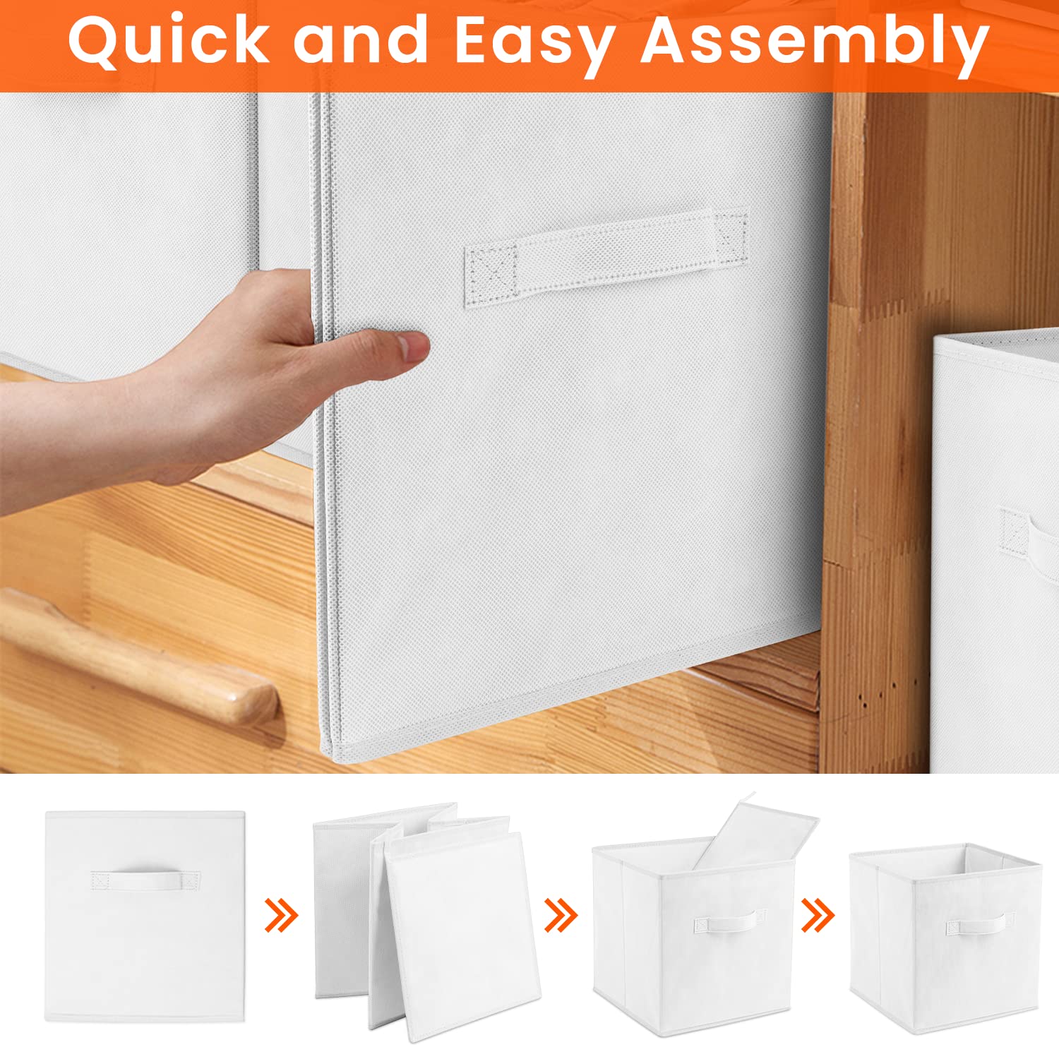 Criusia bins fitting most cube organizers and standard shelving