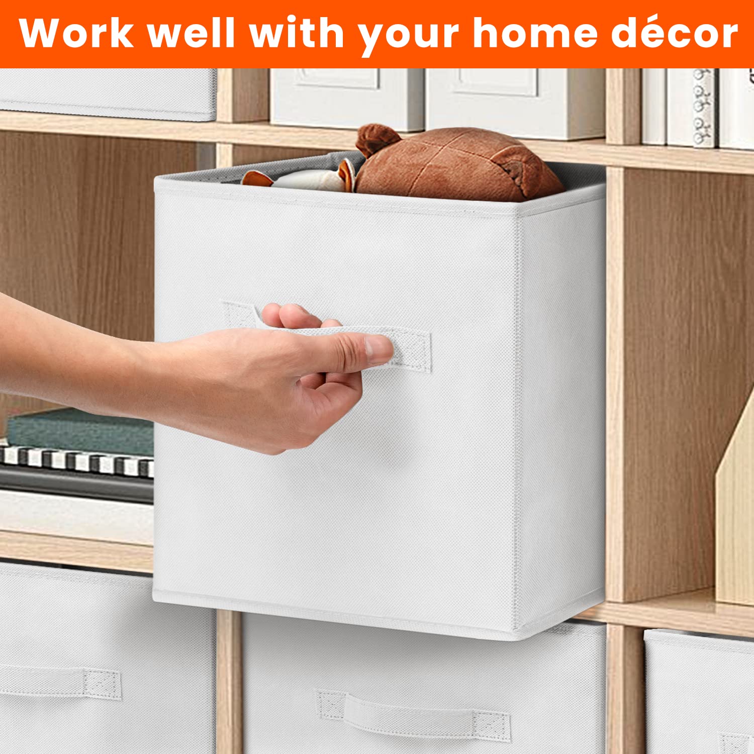 Criusia storage cubes fitting cube organizers on a shelf