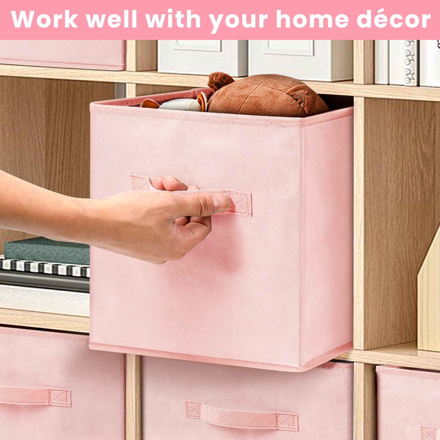 Criusia storage cubes folded-flat for compact storage when not in use.