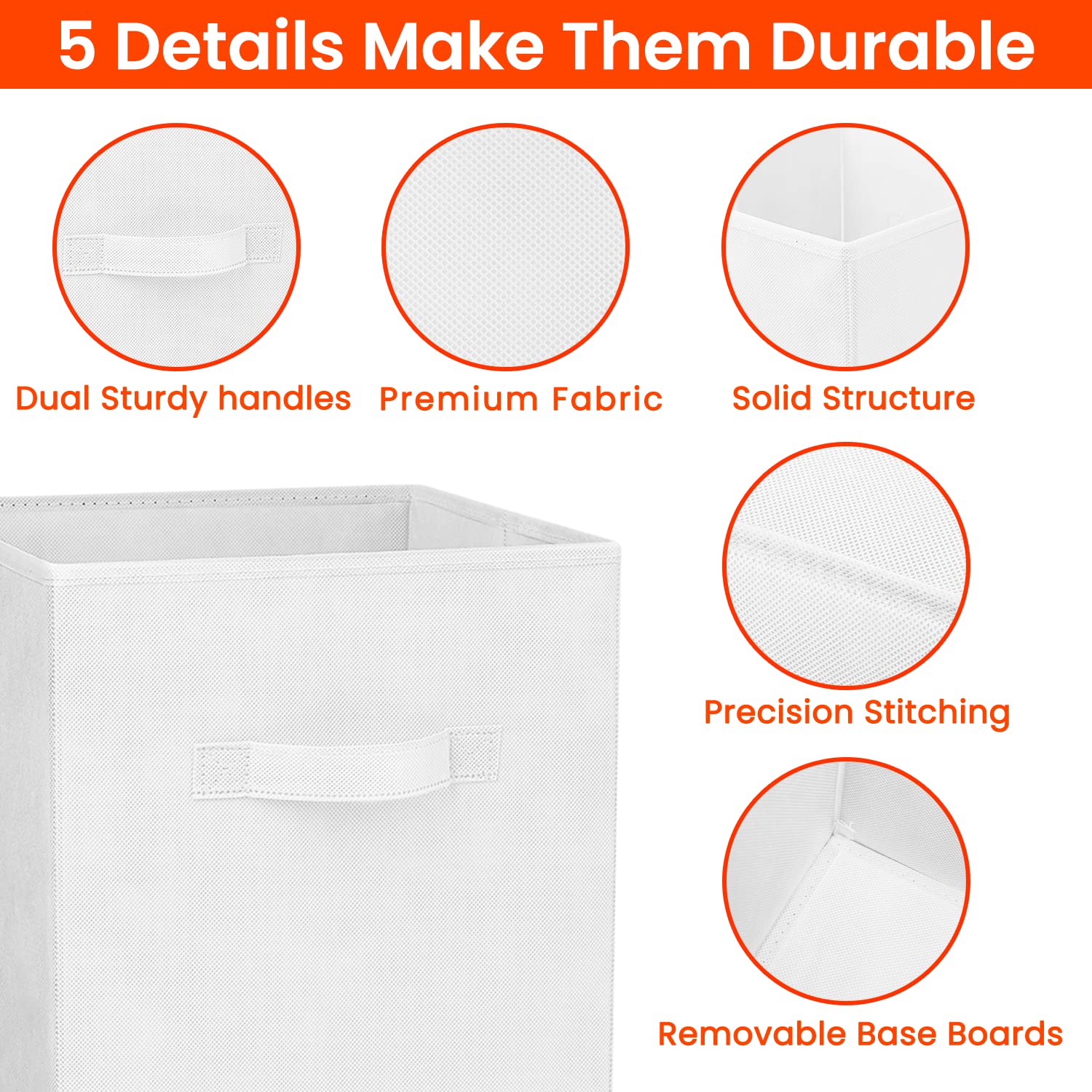 Criusia 11-inch storage cube with convenient handles for moving on shelves