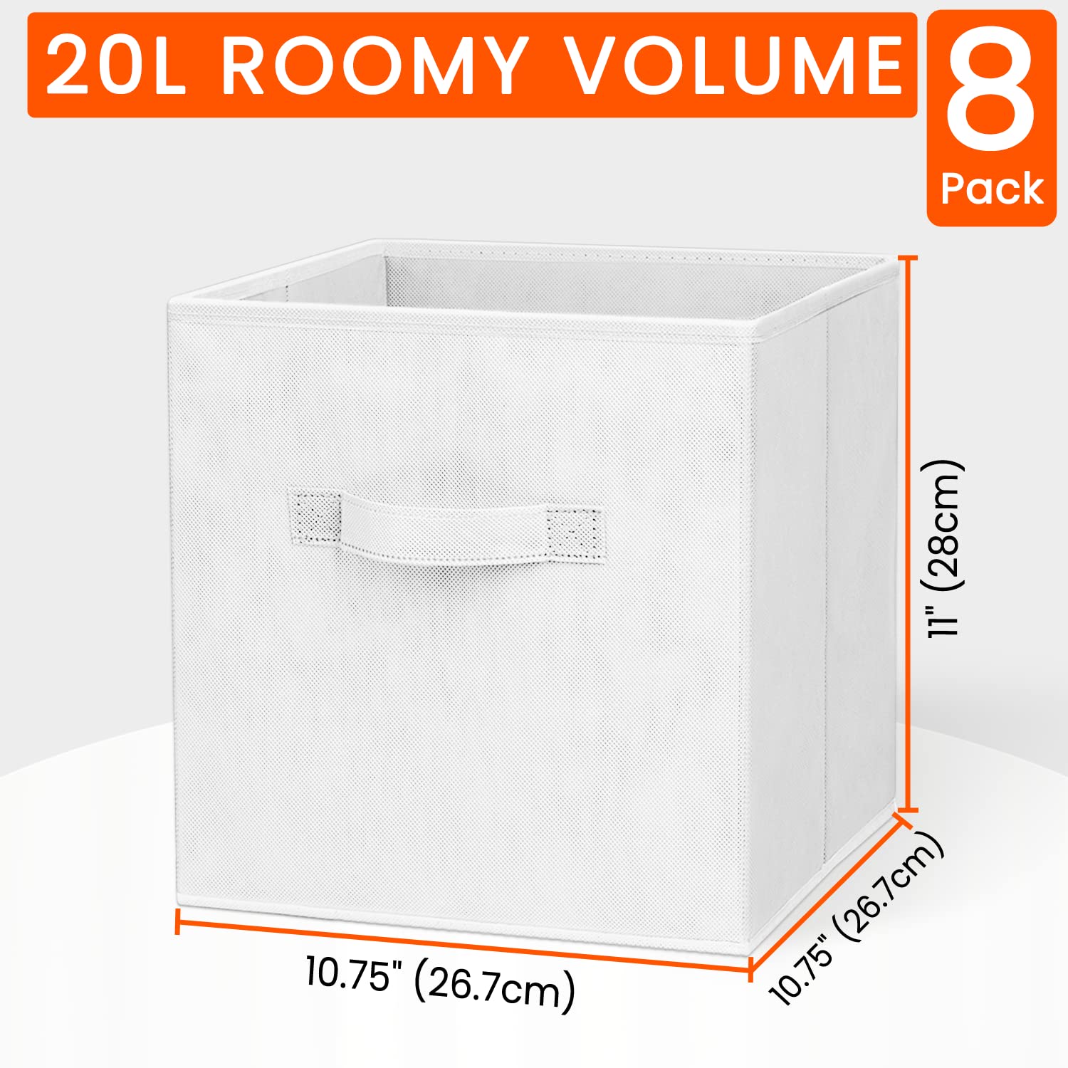 Criusia heavy duty fabric bin in white with reinforced base for reliable loads