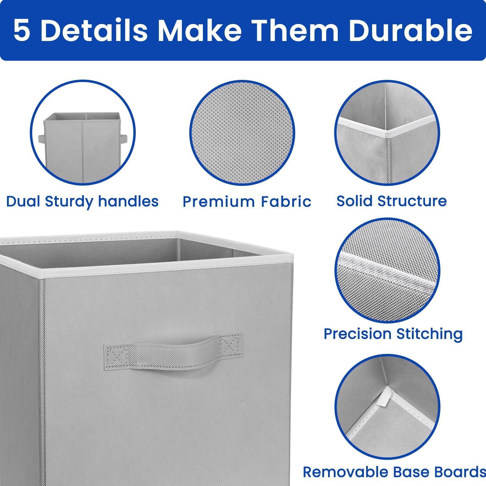 Criusia storage cubes for multi-use storage on shelves