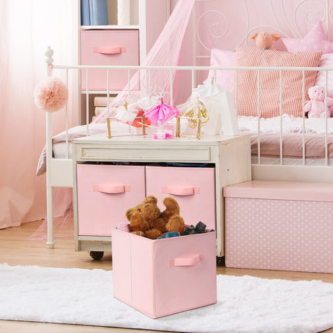 Criusia storage cubes on a shelf offer space-saving organization.