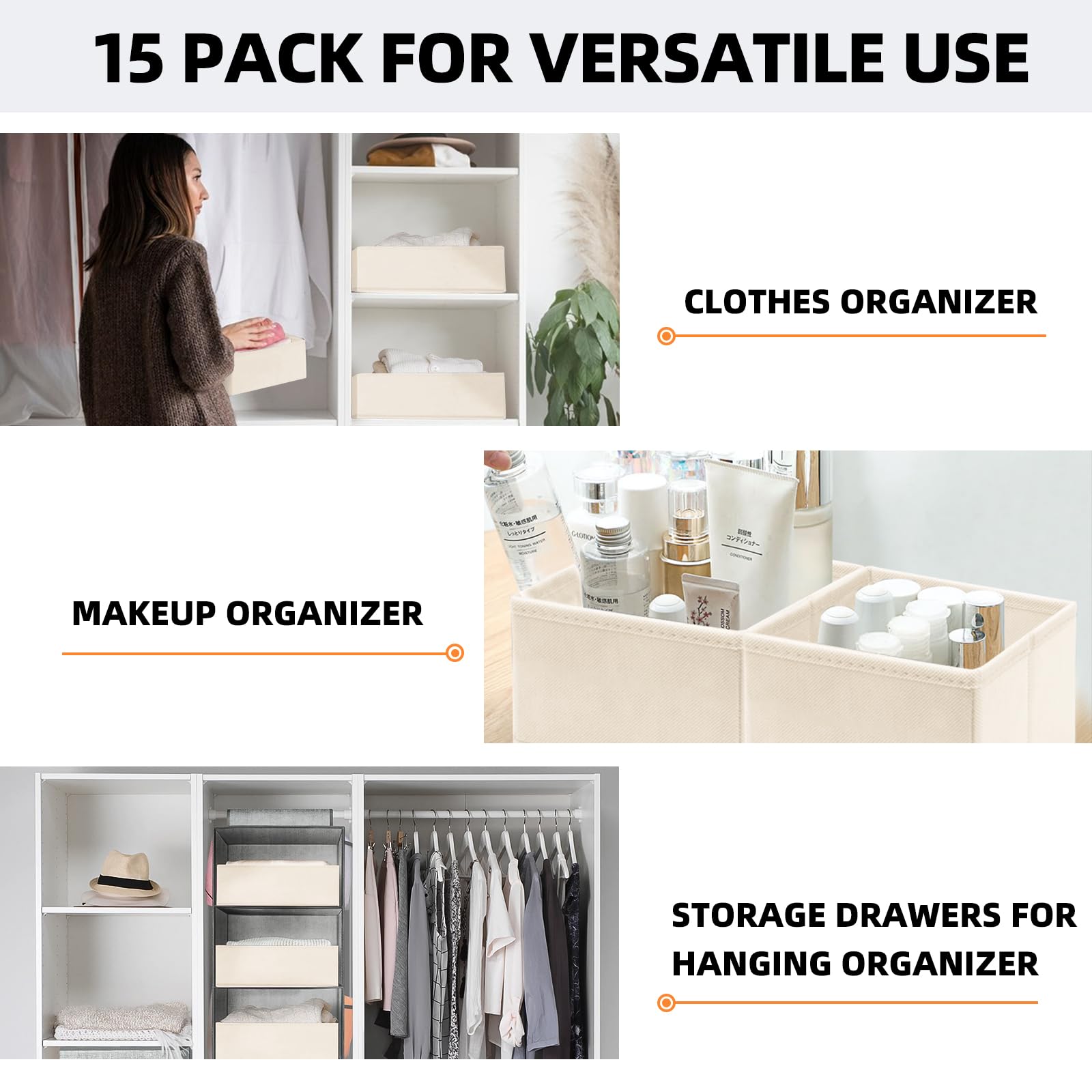 Criusia sturdy-boarded drawer organizer highlights rigid sides and bottom.
