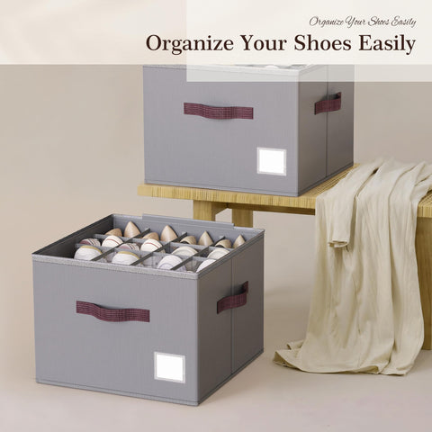 Criusia transparent cover helps identify footwear while keeping dust out.