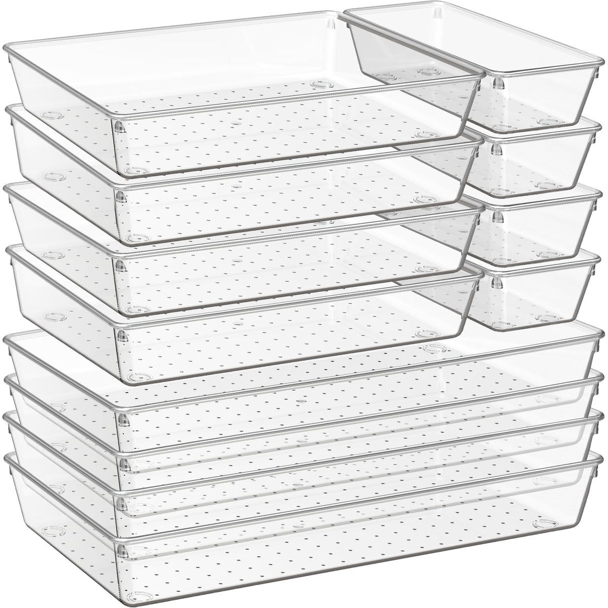 Criusia XL clear drawer organizer for neatly visible kitchen or vanity essentials