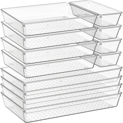 Criusia XL clear drawer organizer for neatly visible kitchen or vanity essentials