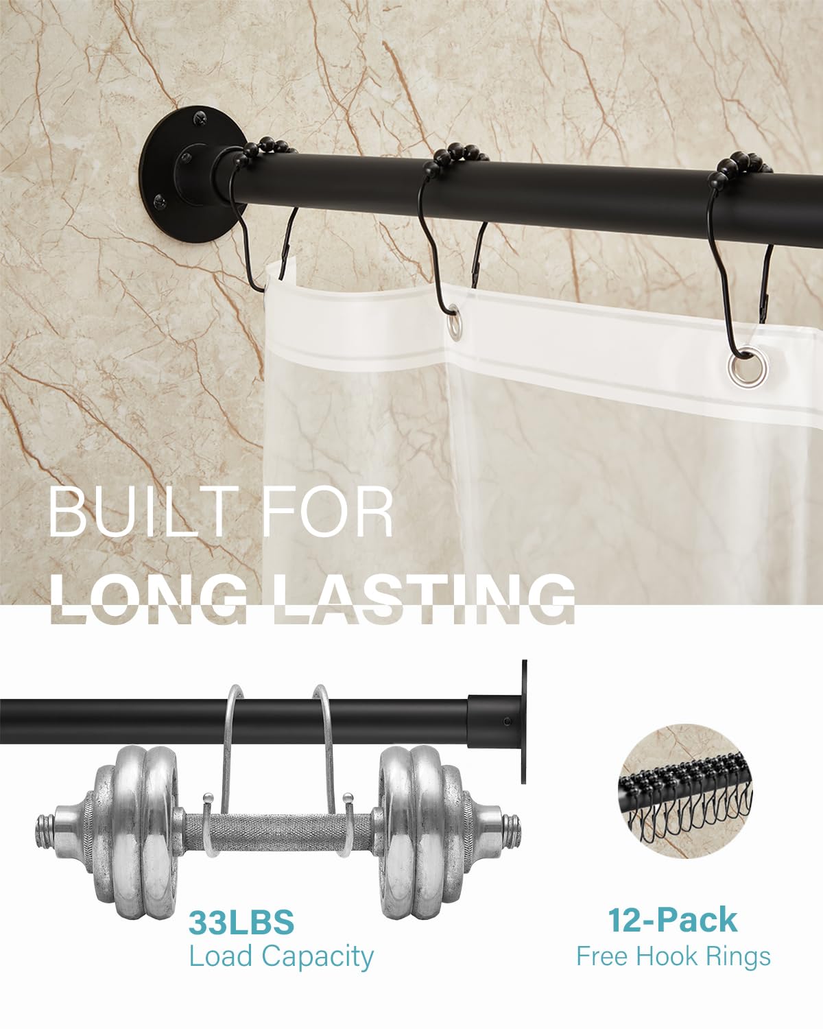 Crkmire 304 stainless steel tube for long-lasting shower rod performance